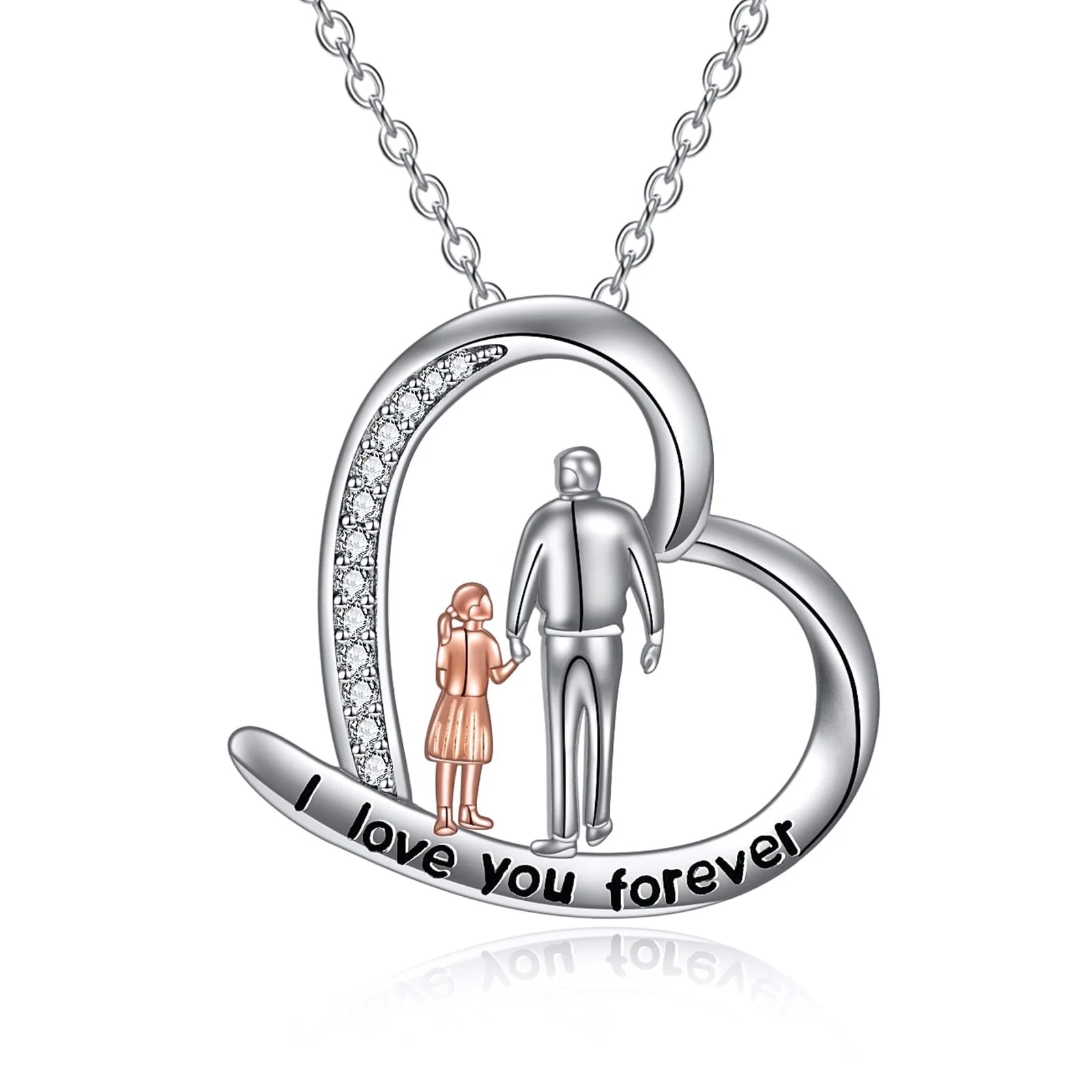 Valentines Day Gifts for Her Father Daughter Heart Pendant Necklace Sterling Silver Always My Daughter Forever My Friend Necklace Valentines Gifts for Daughter