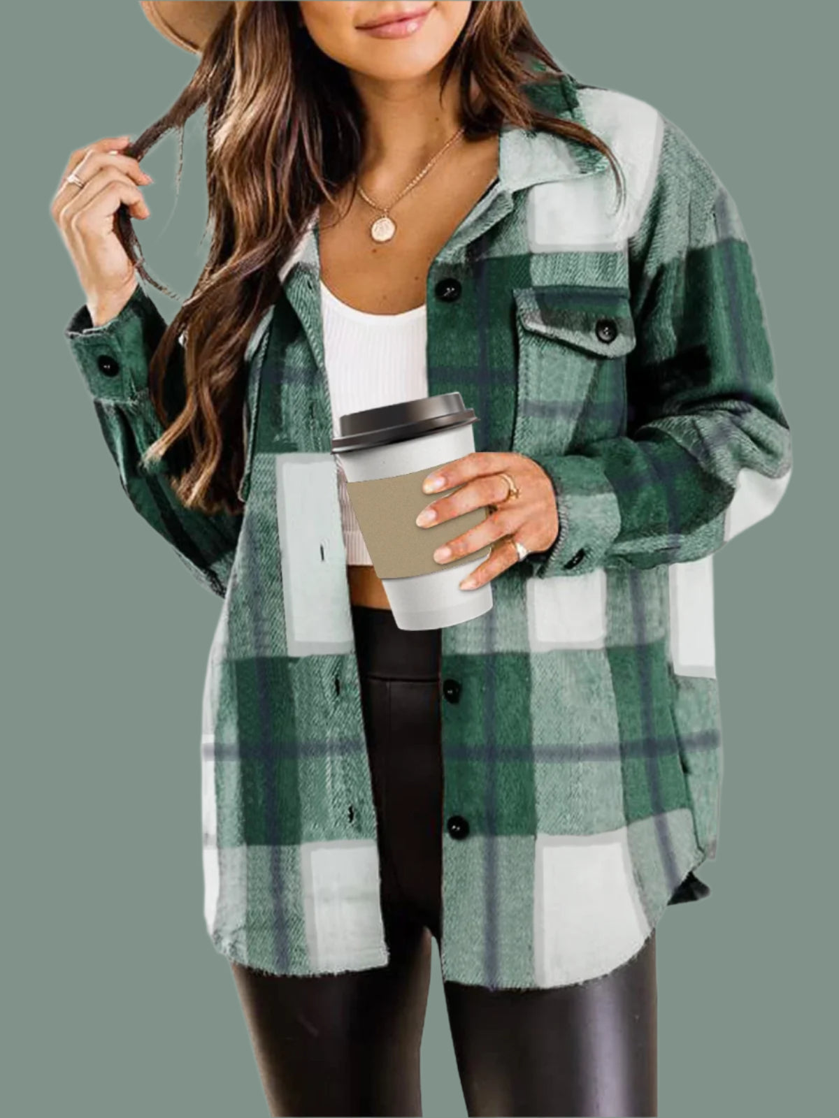 Flannel Shirts for Women Plaid Jackets Long Sleeve Shackets Womens Button down Coats Warm Blouses