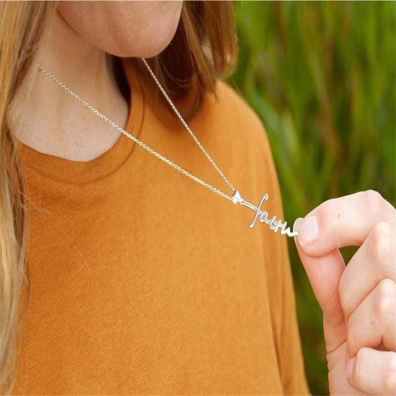 Stainless Steel Custom Cross Name Necklace Chain Letter Choker Necklace for Women Fashion Jewelry Gift