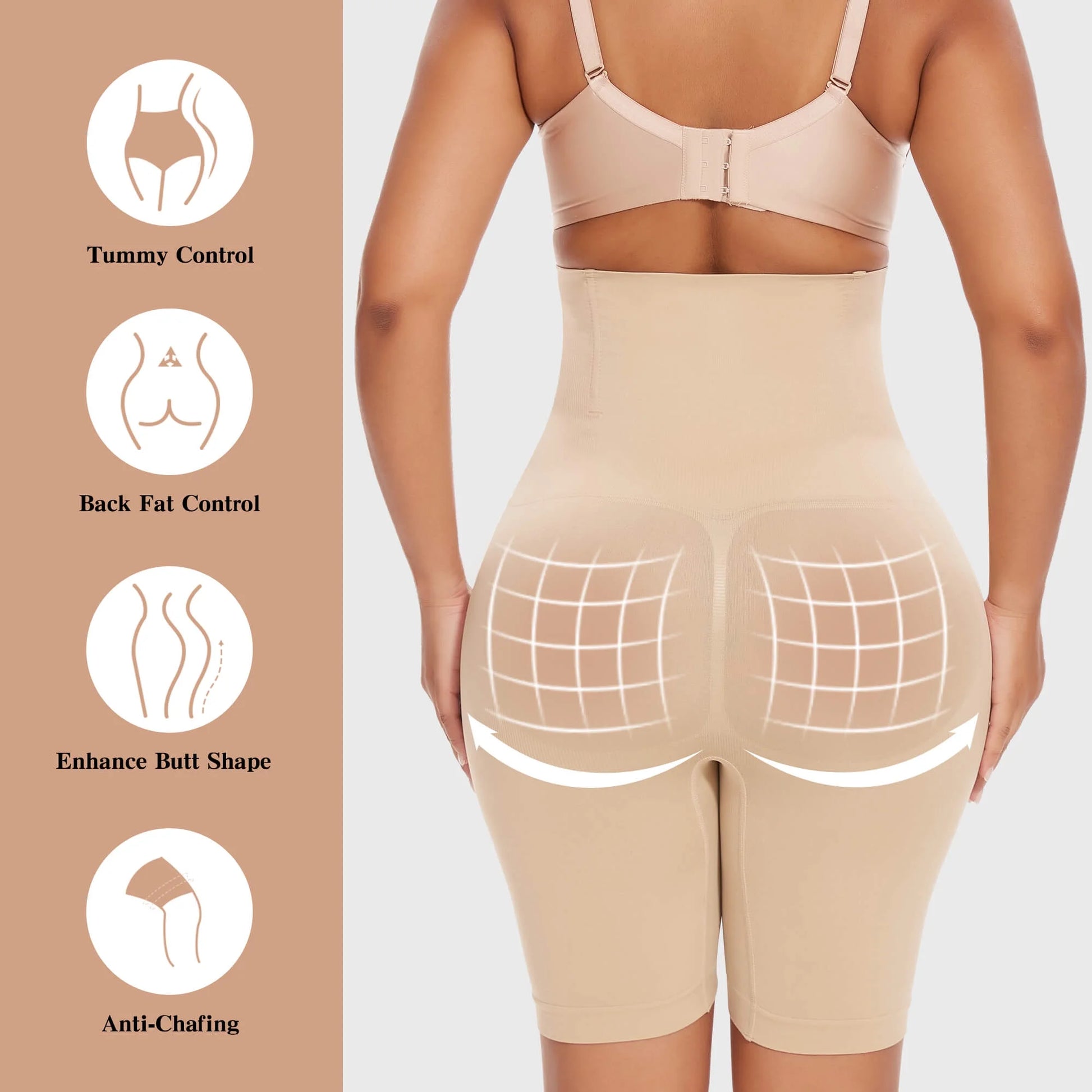 Women Waist Trainer Shapewear Tummy Control Body Shaper Shorts Hi-Waist Butt Lifter Thigh Slimmer