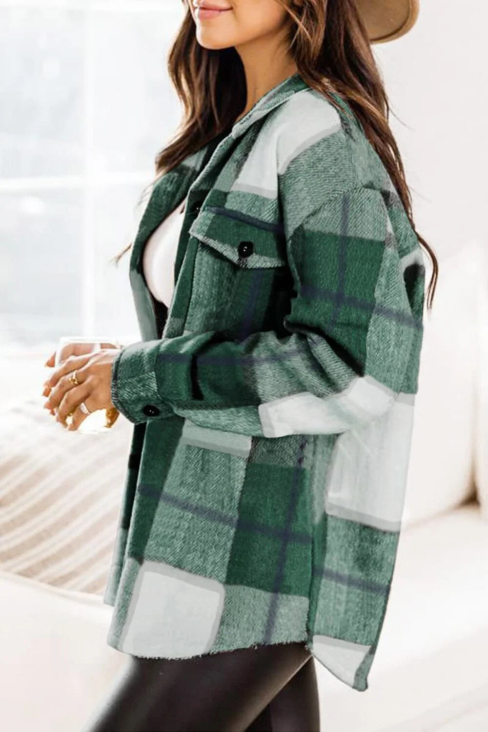 Flannel Shirts for Women Plaid Jackets Long Sleeve Shackets Womens Button down Coats Warm Blouses