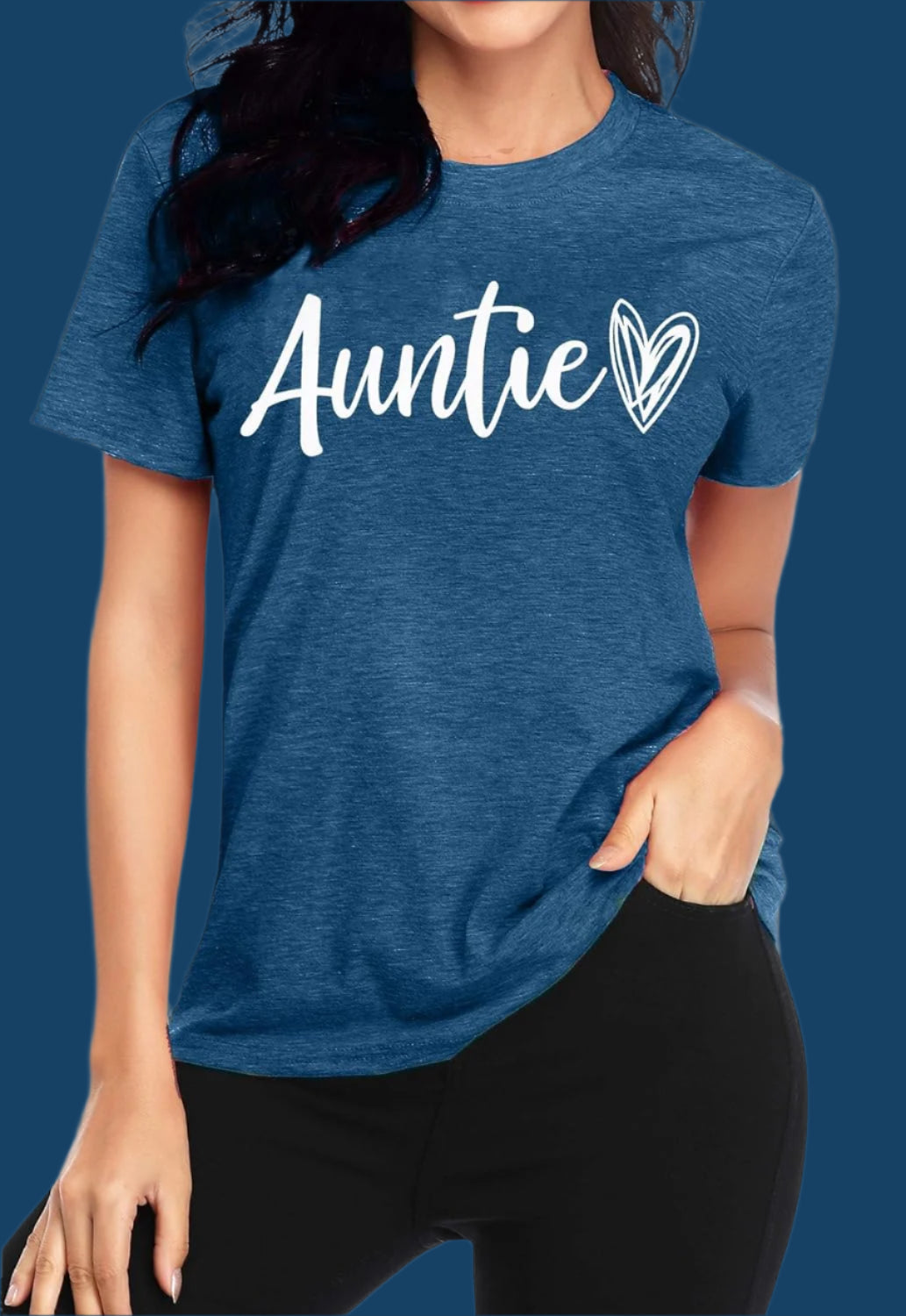 Auntie T Shirt Women Cute Love Heart Print Bless Aunt Tops Tees Casual Short Sleeve Vacation Shirts Tops